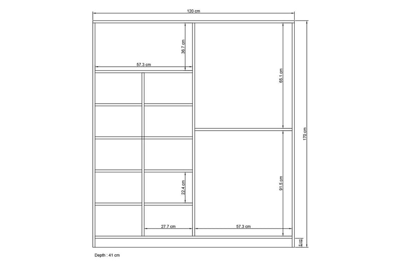 Viraa Garderobe 120x170 cm - Hvid - Opbevaring - Tøjopbevaring - Garderobeskabe