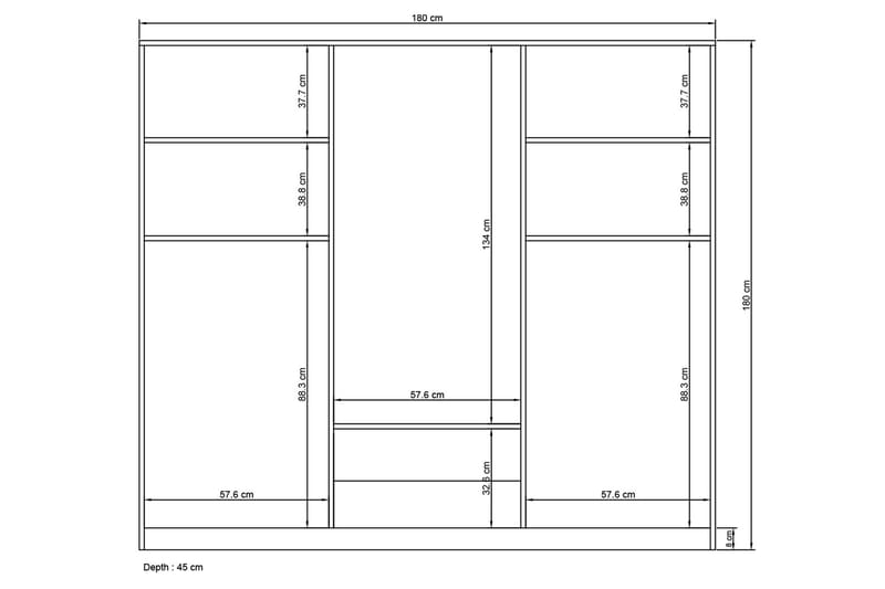 Viraa Garderobe 180x180 cm - Hvid - Opbevaring - Tøjopbevaring - Garderobeskabe