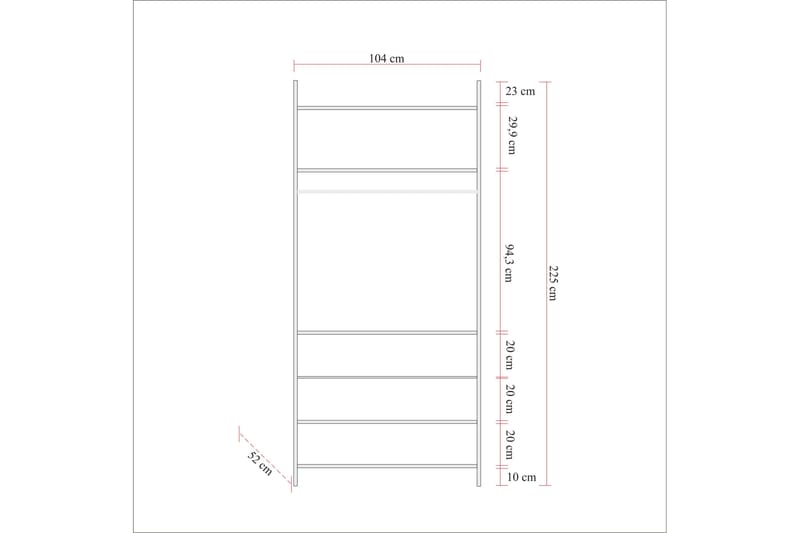 Witonia Garderobe 104x52 cm - Natur - Opbevaring - Tøjopbevaring - Garderobeskabe