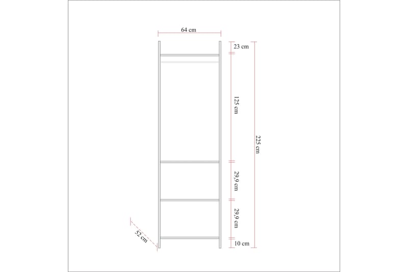 Witonia Garderobe 64x52 cm - Natur - Opbevaring - Tøjopbevaring - Garderobeskabe