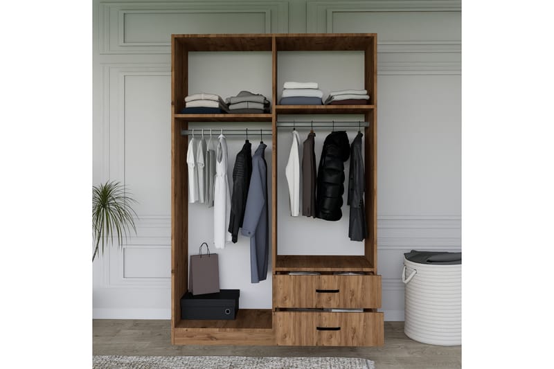 Yaman Garderobe 120x180 cm - Brun - Opbevaring - Tøjopbevaring - Garderobeskabe