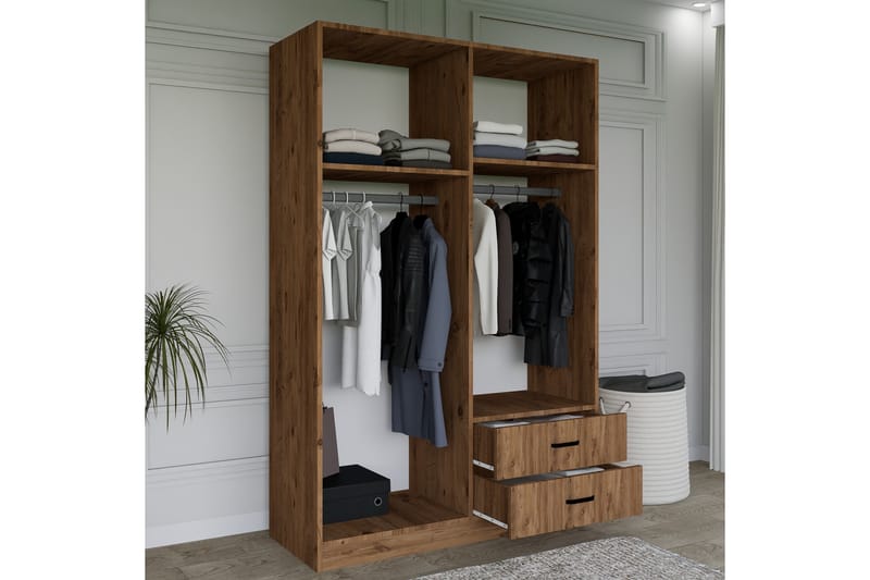 Yaman Garderobe 120x180 cm - Brun - Opbevaring - Tøjopbevaring - Garderobeskabe