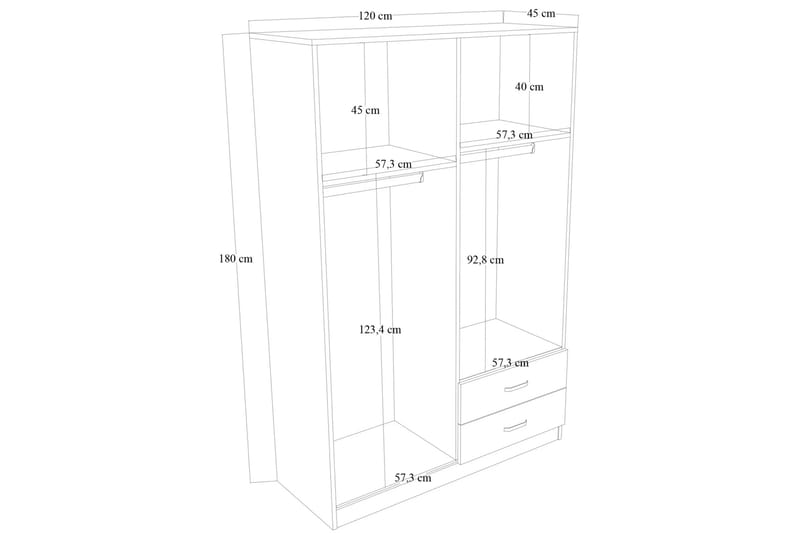 Yaman Garderobe 120x180 cm - Brun - Opbevaring - Tøjopbevaring - Garderobeskabe