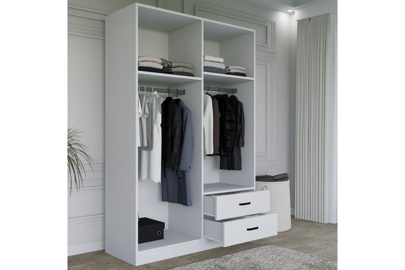 Yaman Garderobe 120x180 cm - Mat hvid - Opbevaring - Tøjopbevaring - Garderobeskabe