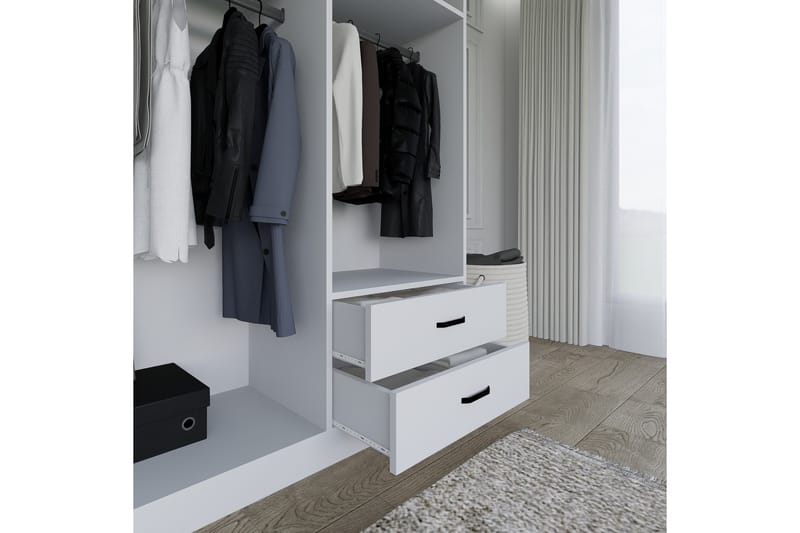 Yaman Garderobe 120x180 cm - Mat hvid - Opbevaring - Tøjopbevaring - Garderobeskabe