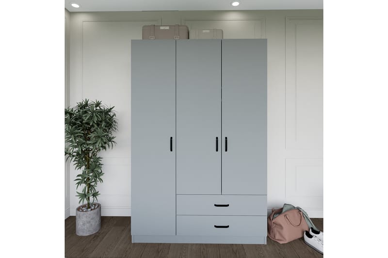 Yaman Garderobe 120x181 cm - Grå - Opbevaring - Tøjopbevaring - Garderobeskabe