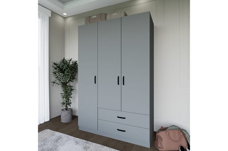 Yaman Garderobe 120x181 cm - Grå - Opbevaring - Tøjopbevaring - Garderobeskabe