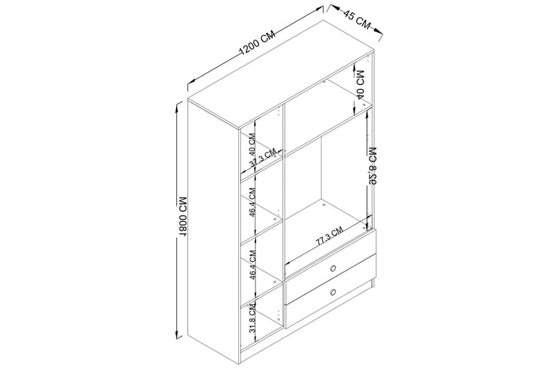 Yaman Garderobe 120x181 cm - Grå - Opbevaring - Tøjopbevaring - Garderobeskabe