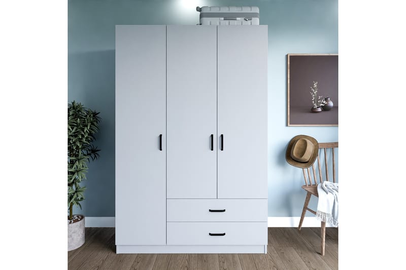 Yaman Garderobe 120x181 cm - Mat hvid - Opbevaring - Tøjopbevaring - Garderobeskabe