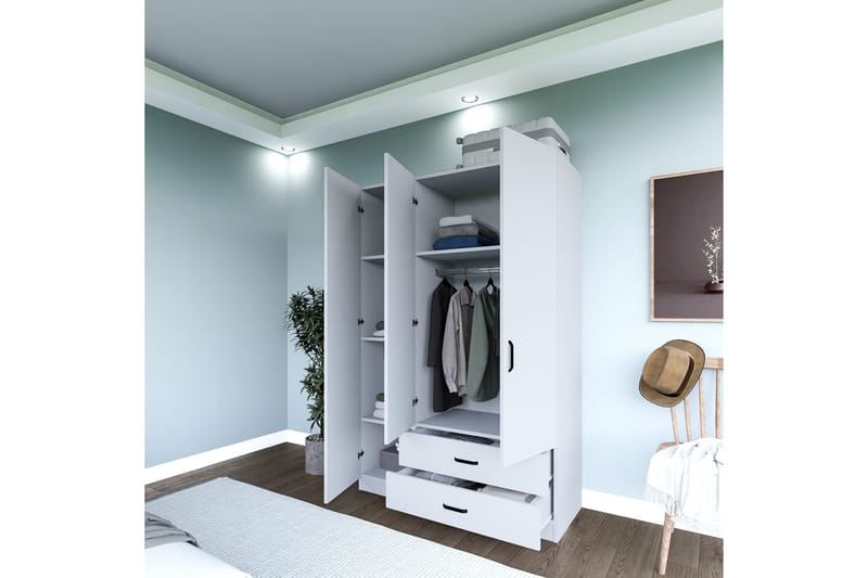 Yaman Garderobe 120x181 cm - Mat hvid - Opbevaring - Tøjopbevaring - Garderobeskabe