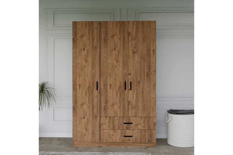 Yaman Garderobe 120x181 cm - Valnød - Opbevaring - Tøjopbevaring - Garderobeskabe