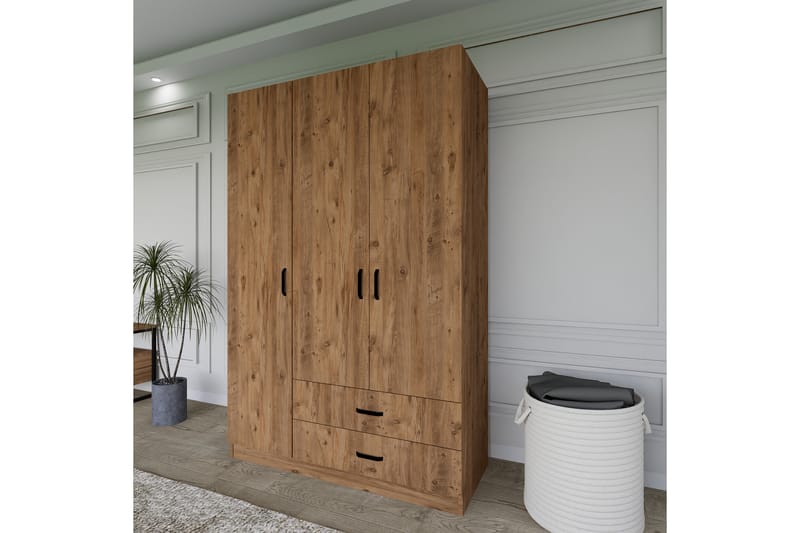 Yaman Garderobe 120x181 cm - Valnød - Opbevaring - Tøjopbevaring - Garderobeskabe