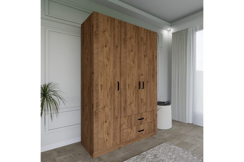 Yaman Garderobe 120x181 cm - Valnød - Opbevaring - Tøjopbevaring - Garderobeskabe