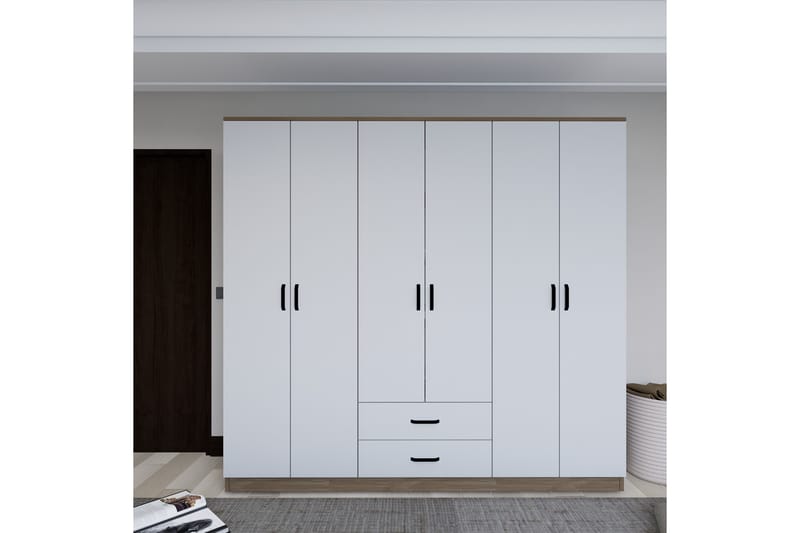 Yaman Garderobe 180x190 cm - Lysebrun - Opbevaring - Tøjopbevaring - Garderobeskabe