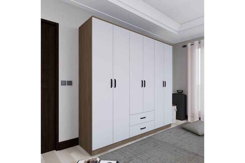 Yaman Garderobe 180x190 cm - Lysebrun - Opbevaring - Tøjopbevaring - Garderobeskabe