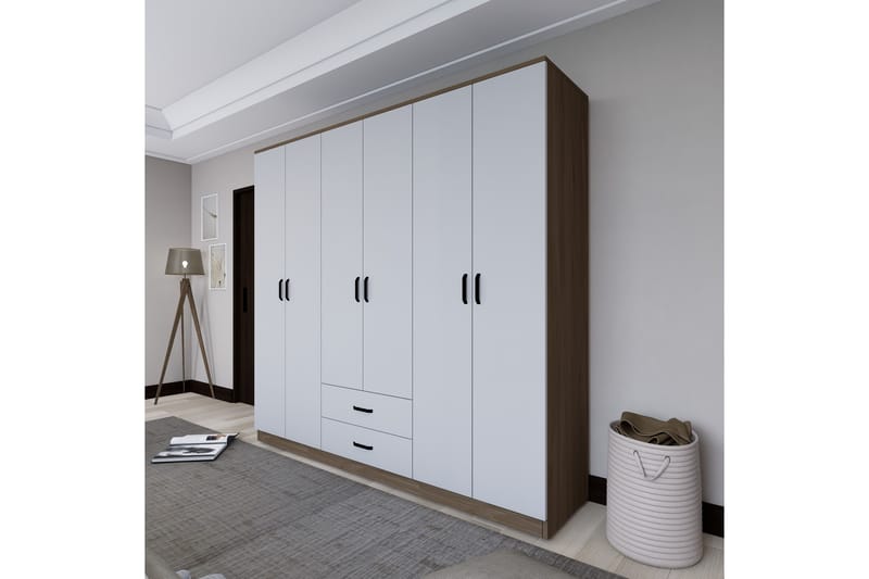 Yaman Garderobe 180x190 cm - Lysebrun - Opbevaring - Tøjopbevaring - Garderobeskabe