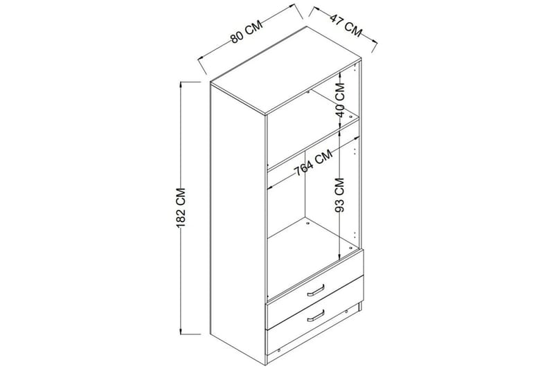 Yaman Garderobe 80x182 cm - Brun - Opbevaring - Tøjopbevaring - Garderobeskabe