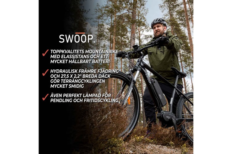 Swoop El-Mountainbike Mtb Seeker, 27,5 - Sort/Gul - Mountainbike