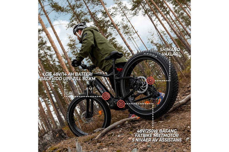 Swoop Fatbike Attacker Elcykel, 26 - Sort - Sport & fritid - Friluftsliv - Cykler - Elcykel