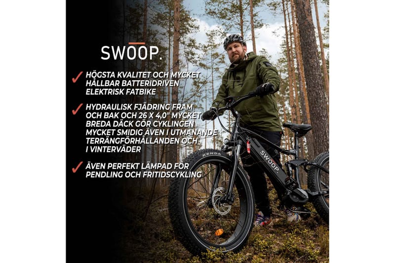 Swoop Fatbike Ranger Elcykel, 26 - Sort - Sport & fritid - Friluftsliv - Cykler - Elcykel