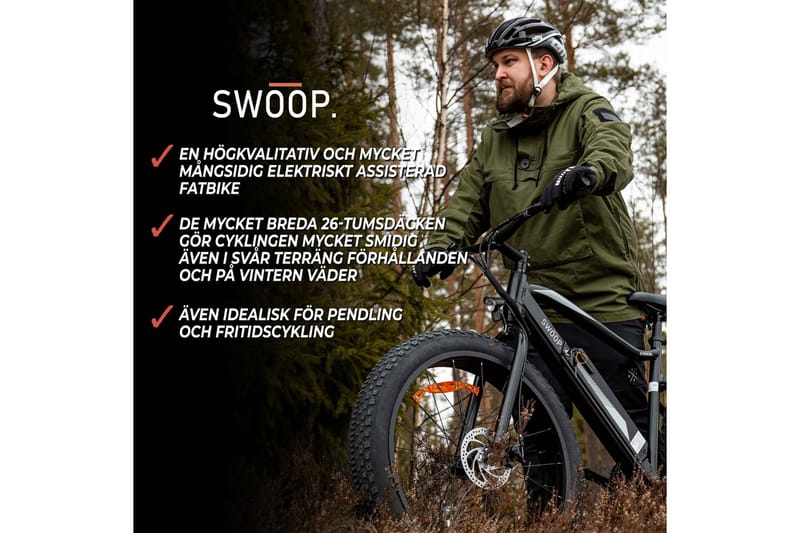 Swoop Fatbike Striker Elcykel, 26 - Sort - Elcykel