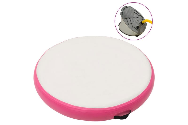 oppustelig gymnastikmåtte med pumpe 100x100x15 cm PVC pink - Lyserød - Fitnessgulv & klikgulv