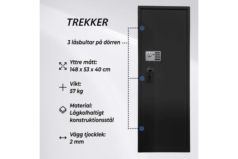 Trekker Våbenskab til 10 Våben, AS1000 V2 - Sort - Våbenskab - Jagtvåben