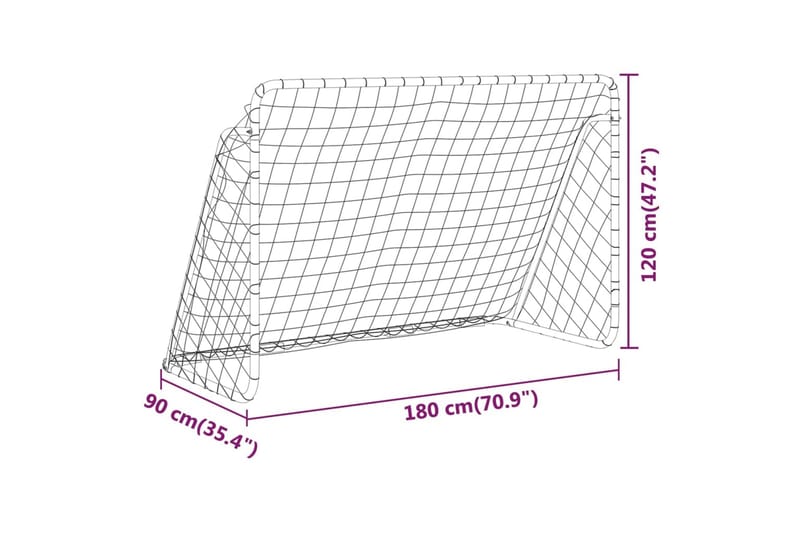 fodboldmål med net 180x90x120 cm stål hvid - Hvid - Sport & fritid - Leg & sport - Havespil