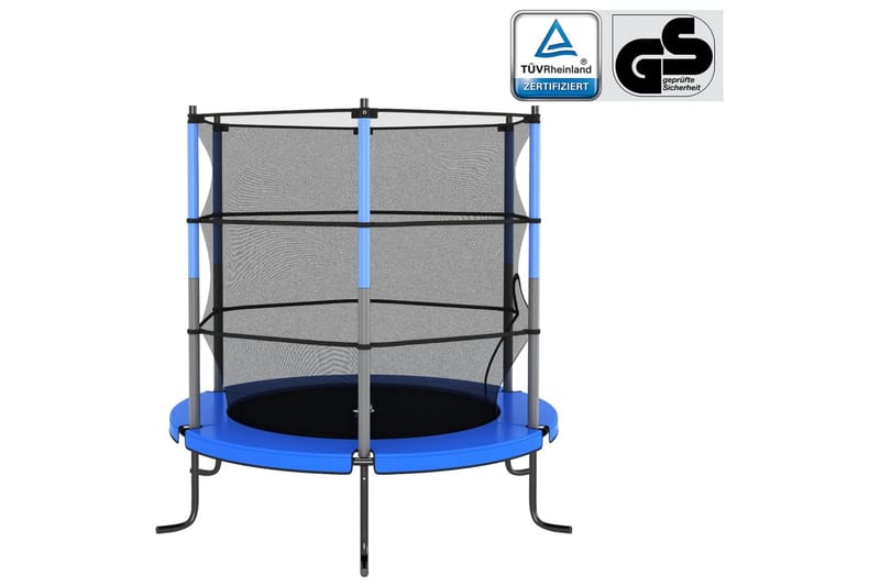 trampolin med sikkerhedsnet 140x160 cm rund blå - Sport & fritid - Leg & sport - Legeredskaber & udendørsleg - Trampoliner