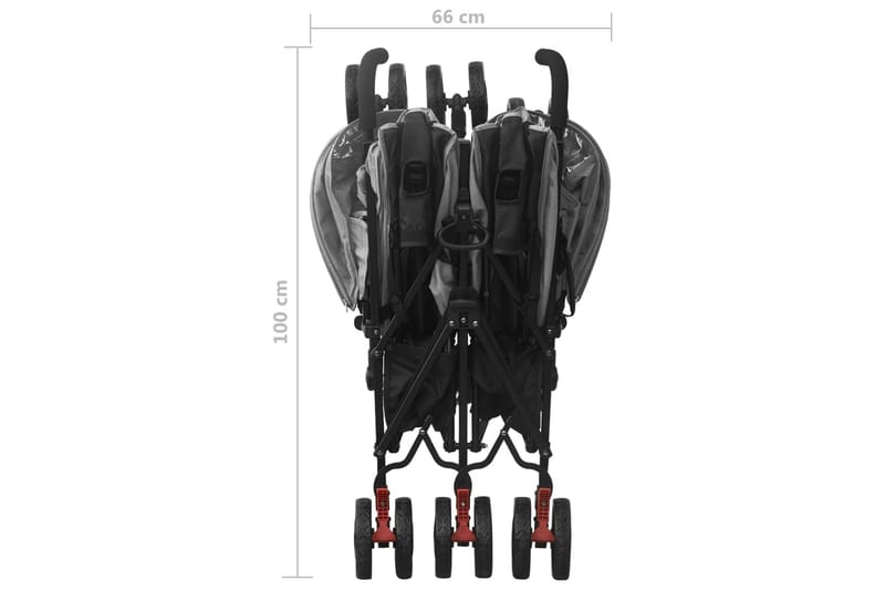 tvillingeklapvogn stål lysegrå - Grå - Sport & fritid - Til børn - Barnevogn - Søskendevogne