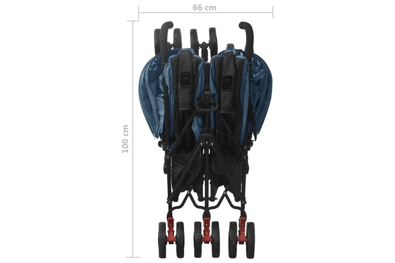 tvillingeklapvogn stål marineblå - Blå - Sport & fritid - Til børn - Barnevogn - Søskendevogne