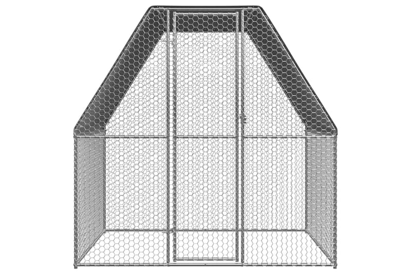 udendørs hønsebur 2x2x2 m galvaniseret stål - Sølv - Sport & fritid - Til dyrene - Fugl - Hønsehus