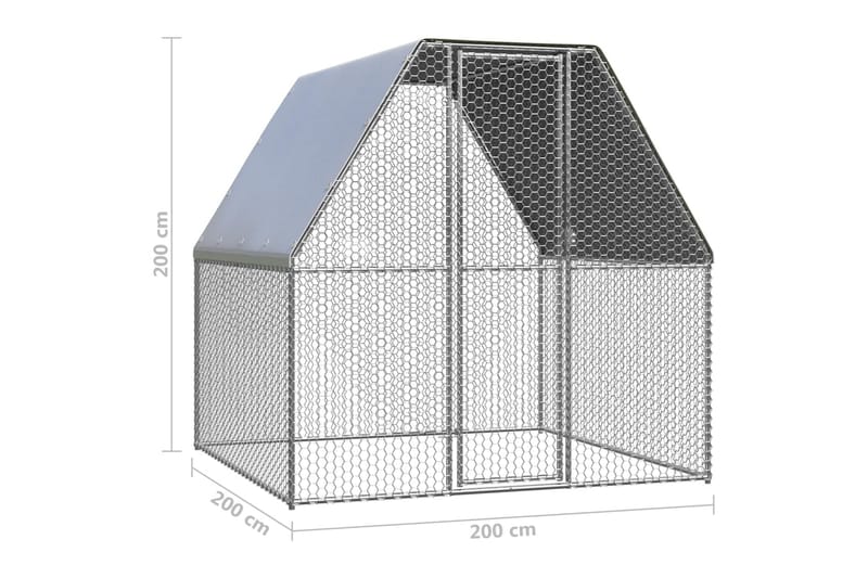 udendørs hønsebur 2x2x2 m galvaniseret stål - Sølv - Sport & fritid - Til dyrene - Fugl - Hønsehus