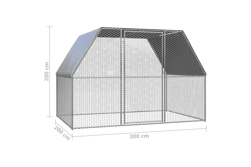 udendørs hønsebur 3x2x2 m galvaniseret stål - Sølv - Sport & fritid - Til dyrene - Fugl - Hønsehus