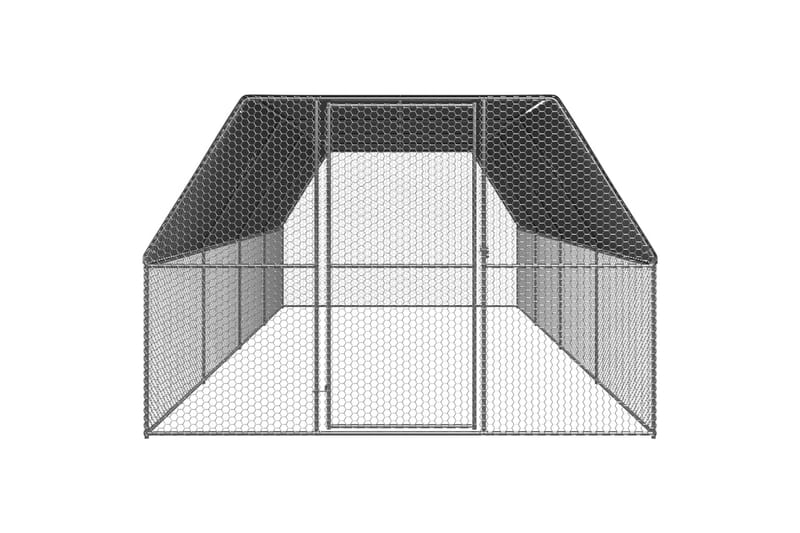 udendørs hønsegård 3x8x2 m galvaniseret stål - Sølv - Sport & fritid - Til dyrene - Fugl - Hønsehus