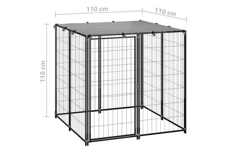 hundeløbegård 110x110x110 cm stål sort - Sort - Transportkasse hund & hundebur