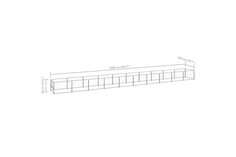 hundeløbegård 10 m² stål sølvfarvet - Sølv - Sport & fritid - Til dyrene - Til hund - Hundemøbler
