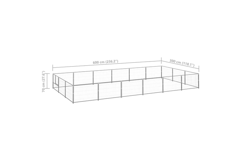 hundeløbegård 18 m² stål sølvfarvet - Sølv - Sport & fritid - Til dyrene - Til hund - Hundemøbler