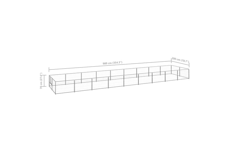 hundeløbegård 18 m² stål sølvfarvet - Sølv - Sport & fritid - Til dyrene - Til hund - Hundemøbler
