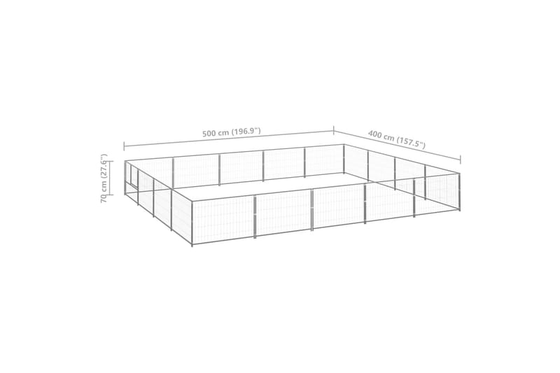 hundeløbegård 20 m² stål sølvfarvet - Sølv - Sport & fritid - Til dyrene - Til hund - Hundemøbler