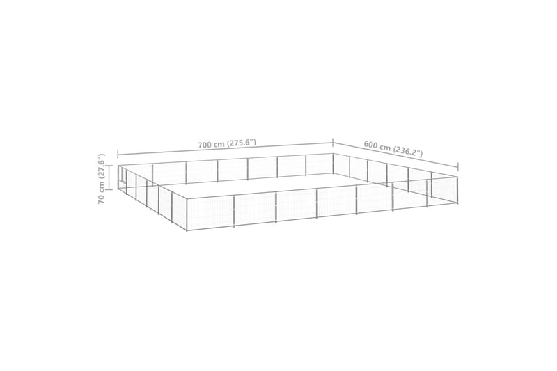 hundeløbegård 42 m² stål sølvfarvet - Sølv - Sport & fritid - Til dyrene - Til hund - Hundemøbler