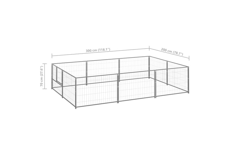 hundeløbegård 6 m² stål sølvfarvet - Sølv - Sport & fritid - Til dyrene - Til hund - Hundemøbler