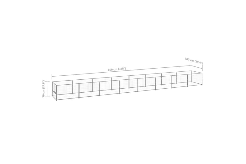 hundeløbegård 8 m² stål sølvfarvet - Sølv - Sport & fritid - Til dyrene - Til hund - Hundemøbler
