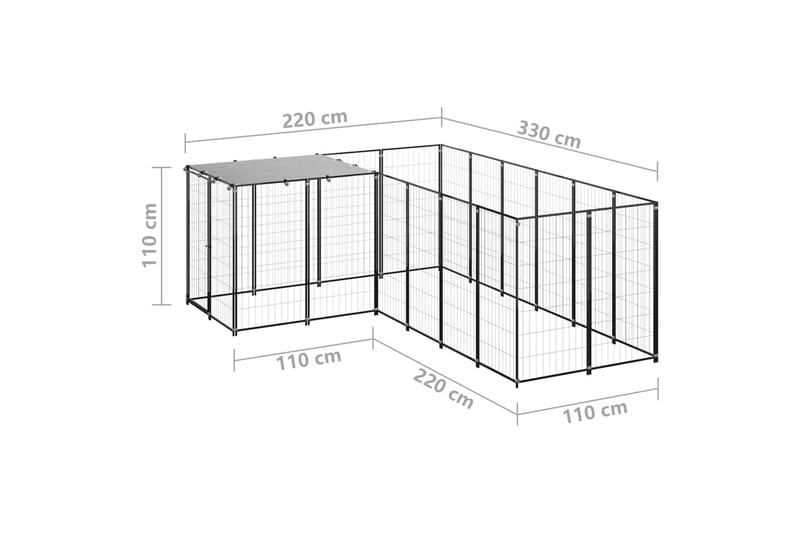 hundeløbegård 4,84 m² stål sort - Sort - Sport & fritid - Til dyrene - Til hund - Hundemøbler