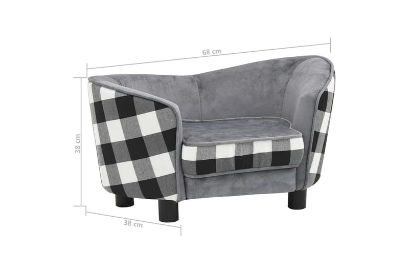 Hundesofa 68X38X38 cm Plys Grå - Grå - Sport & fritid - Til dyrene - Til hund - Hundemøbler