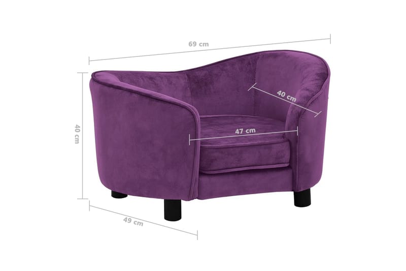 hundesofa 69x49x40 cm plys bordeauxfarvet - Violet - Sport & fritid - Til dyrene - Til hund - Hundemøbler