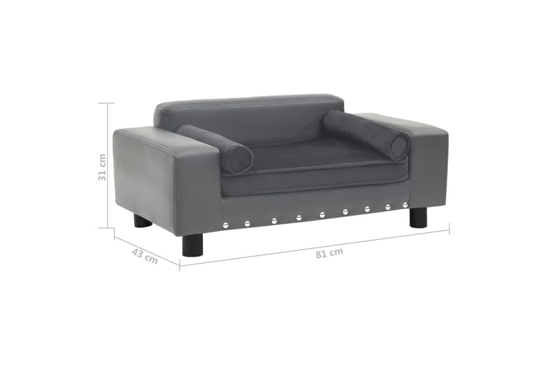 Hundesofa 81X43X31 cm Plys Og Kunstlæder Grå - Grå - Sport & fritid - Til dyrene - Til hund - Hundemøbler