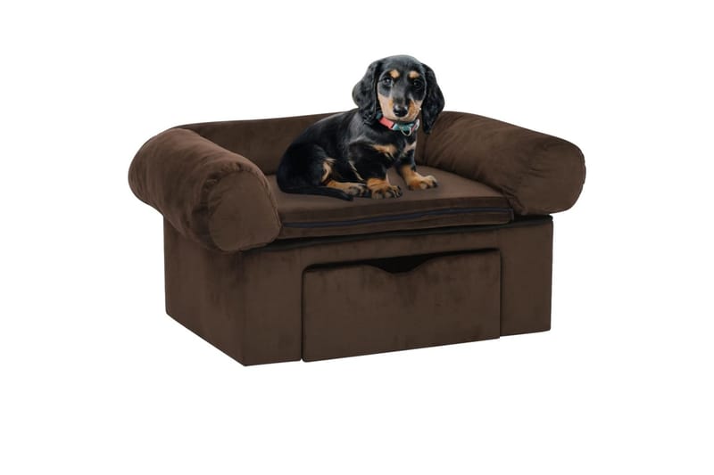 hundesofa med skuffe 75x50x38 cm plys brun - Brun - Sport & fritid - Til dyrene - Til hund - Hundemøbler - Hundeseng