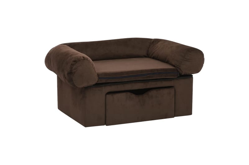 hundesofa med skuffe 75x50x38 cm plys brun - Brun - Sport & fritid - Til dyrene - Til hund - Hundemøbler - Hundeseng