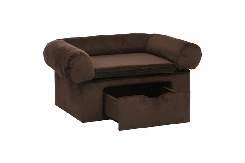 hundesofa med skuffe 75x50x38 cm plys brun - Brun - Sport & fritid - Til dyrene - Til hund - Hundemøbler - Hundeseng